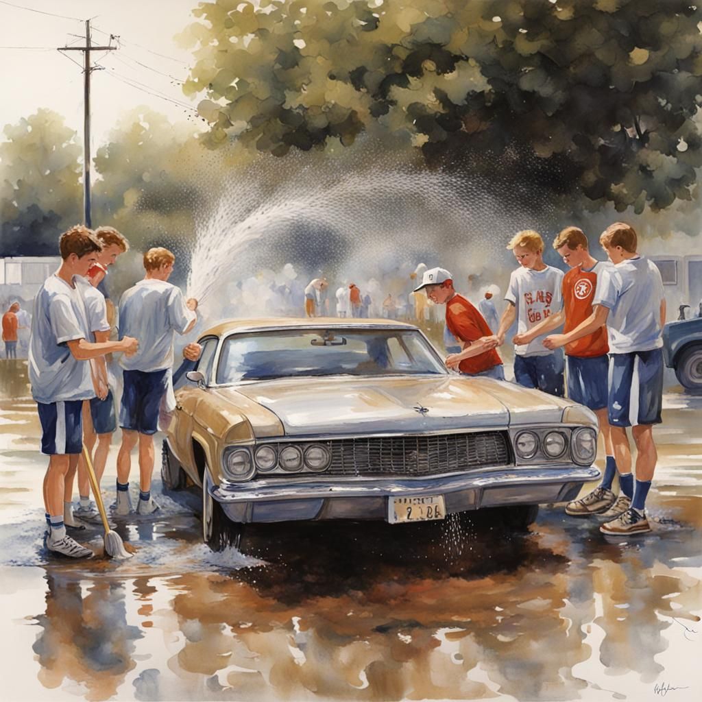 Baseball team fundraising car