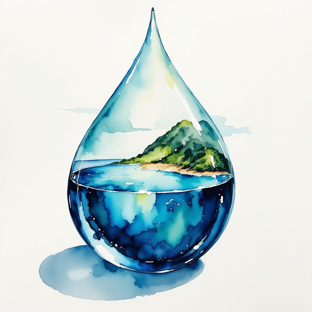 Ocean in a Drop: Water Ink Color Art