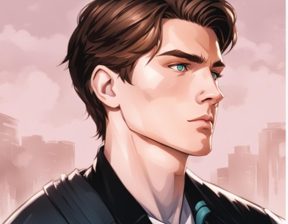 Handsome Teenager with Teal Eyes: Comic Book Art