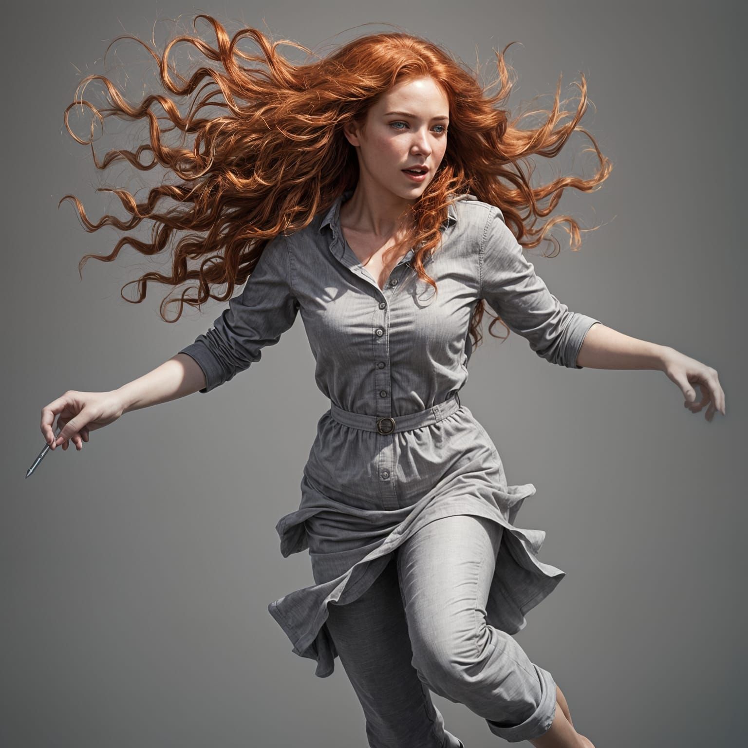 Pencil Sketch of a Red-Haired Girl