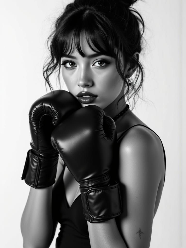 Confident Pin-Up Beauty in High-Contrast Black and White