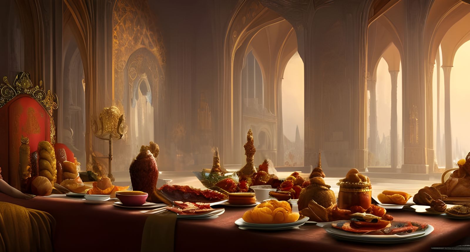 Extravagant Palace Breakfast: Fantasy Concept Art