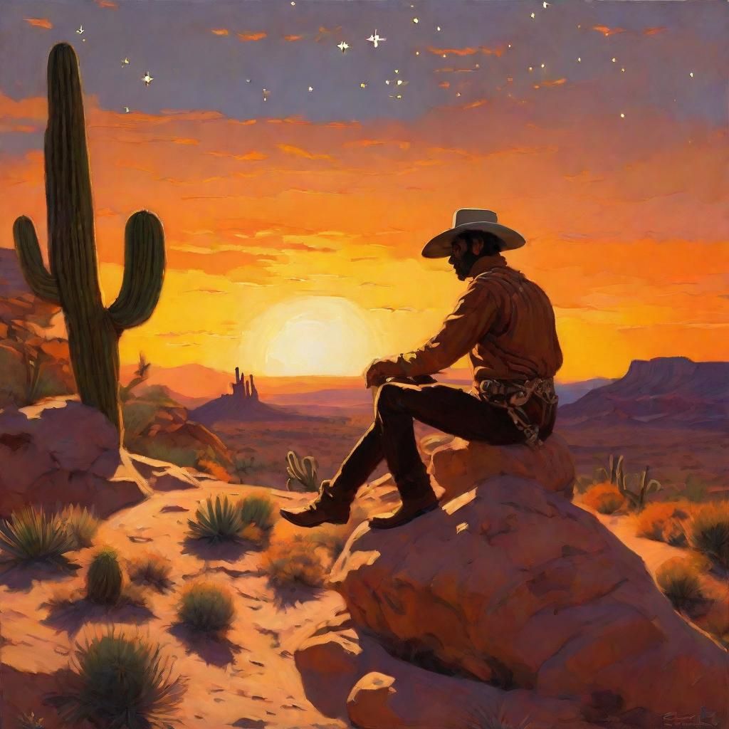 Western Shawm Player at Sunset: Remington Style