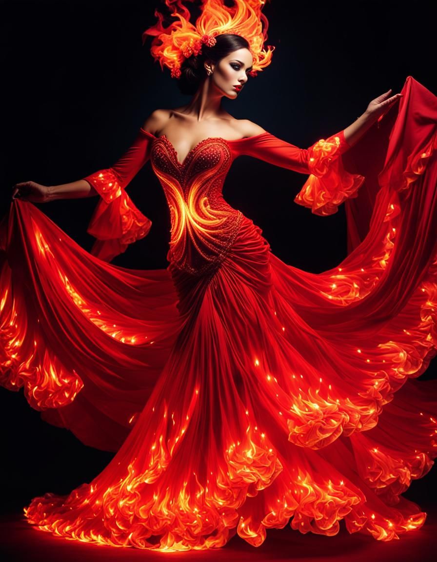 Flamenco Dancer in a Dress of Fire