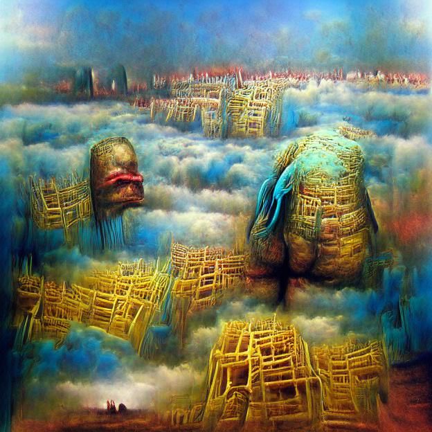 Futuristic City Floating in the Clouds