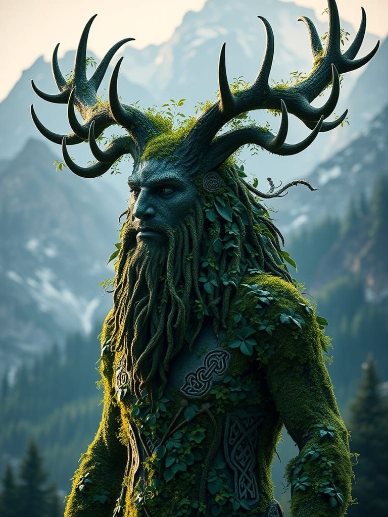 Celtic Green Man Forest Landscape Digital Art