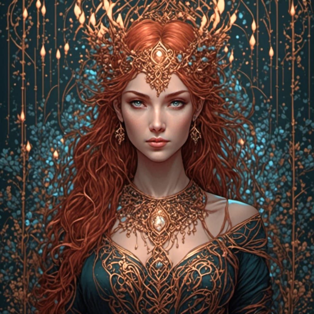 Copper Haired Goddess in Celtic Temple