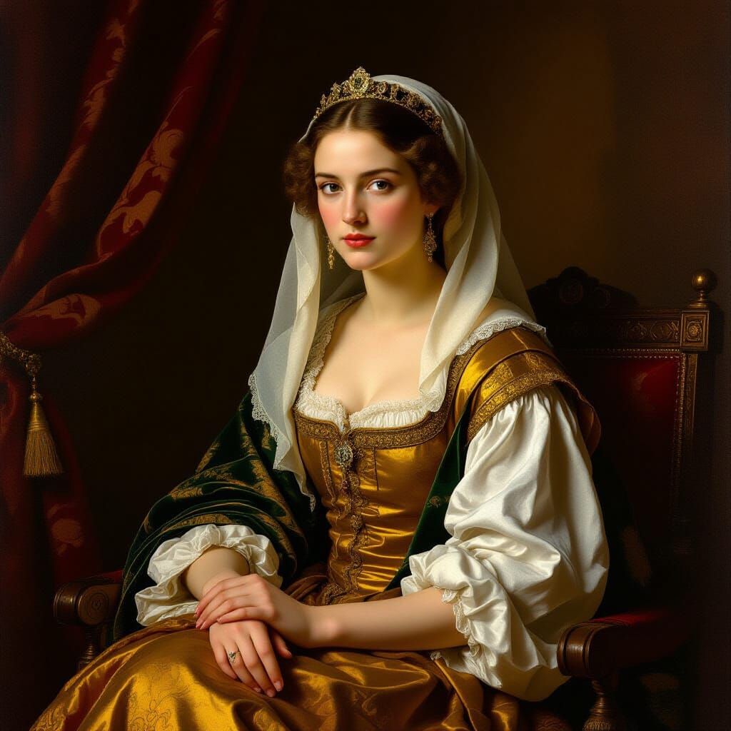 Queen Esther Contemplation in Dutch Golden Age Style