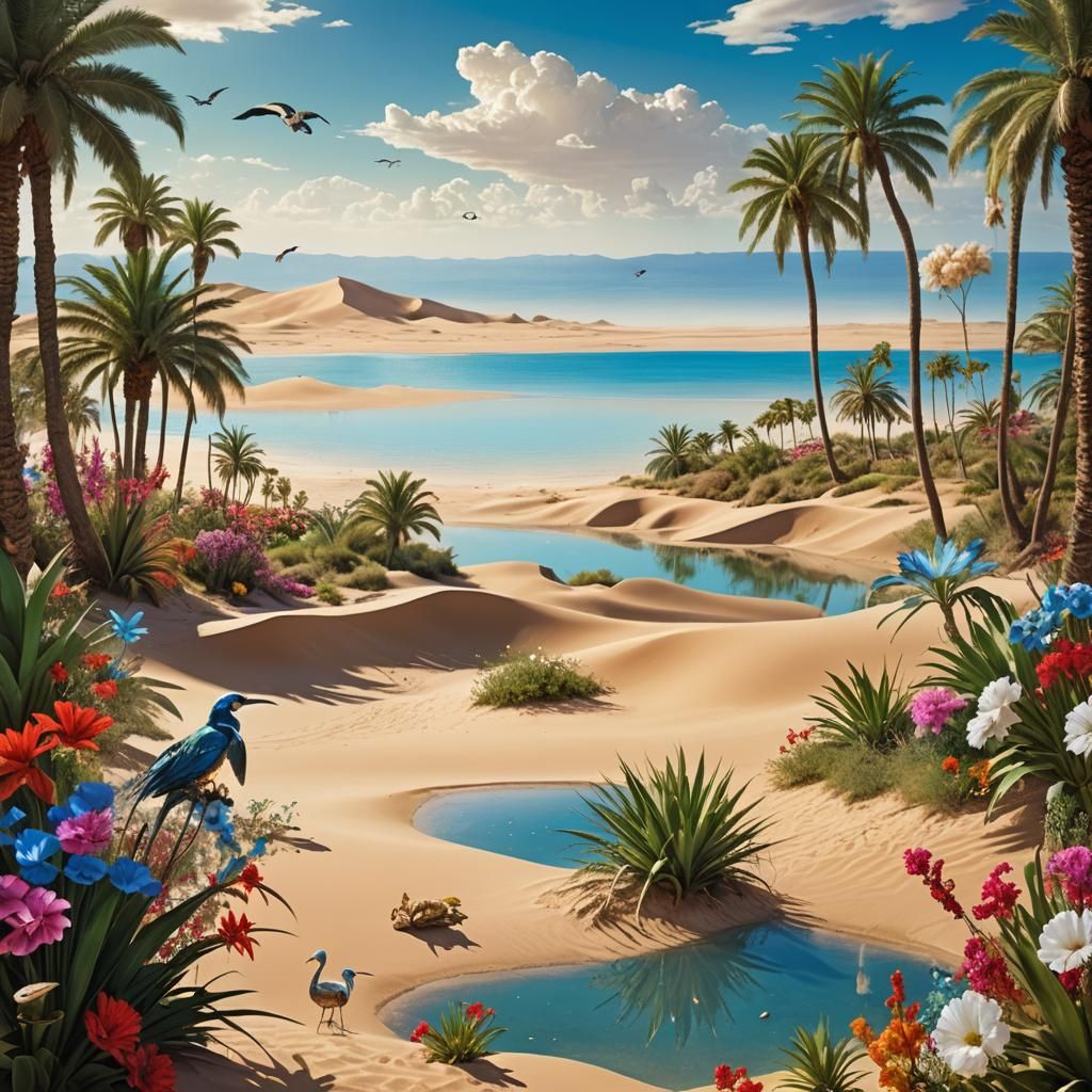 Surreal Desert Oasis Digital Painting