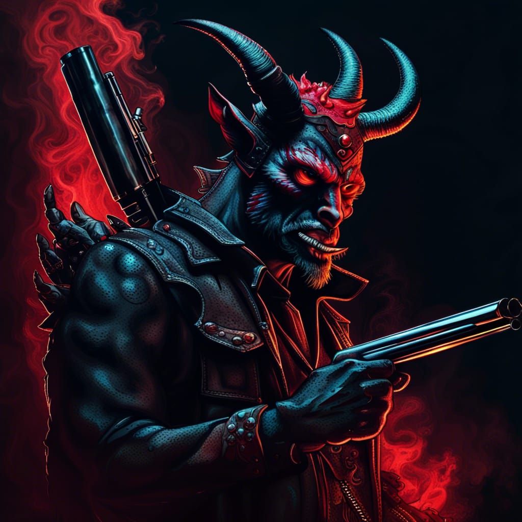 Rock Devil Portrait in Noir Horror Style