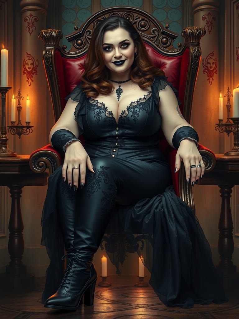 Gothic Vampiress in Castle Portrait