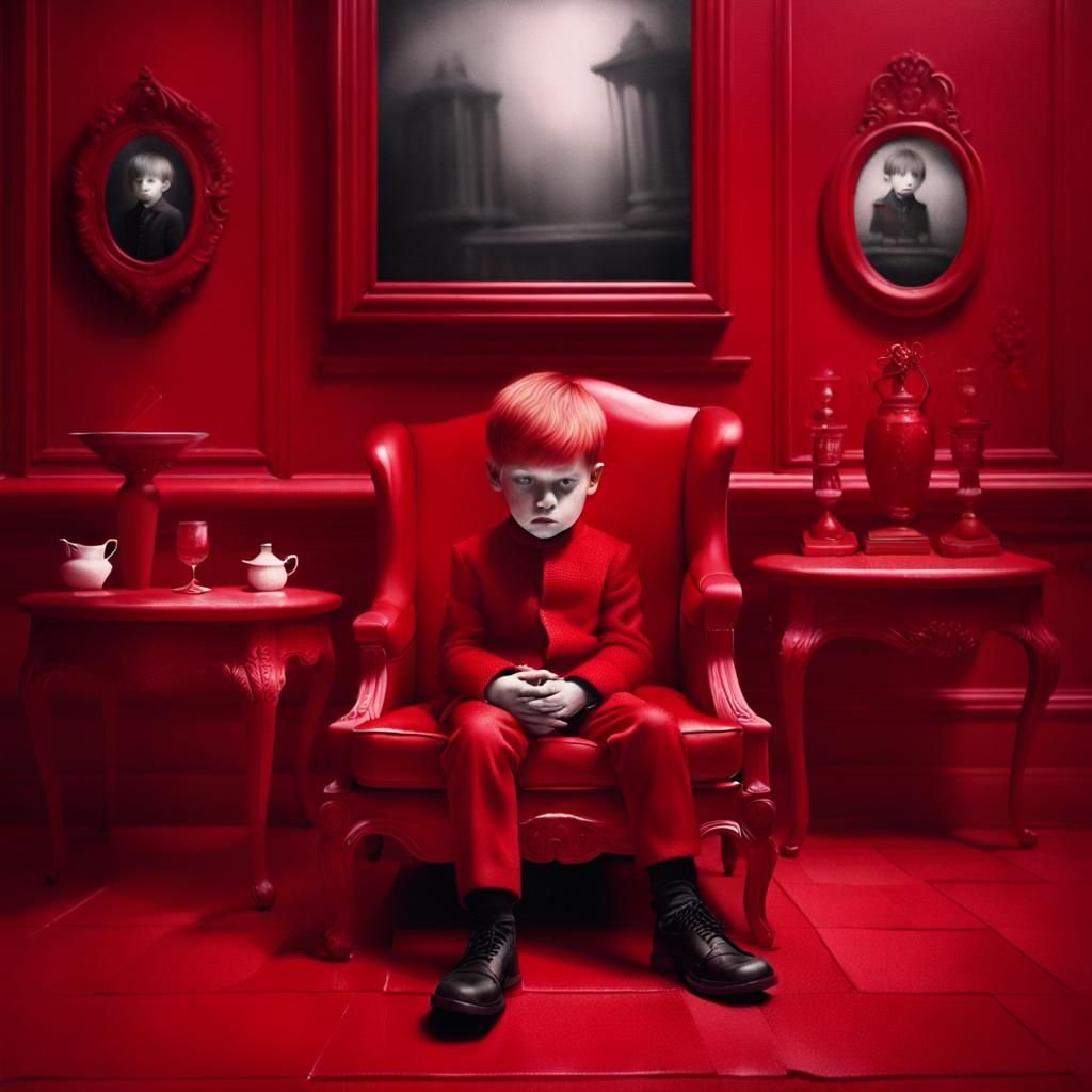 Monochromatic Red Room Portrait in Gammell Style