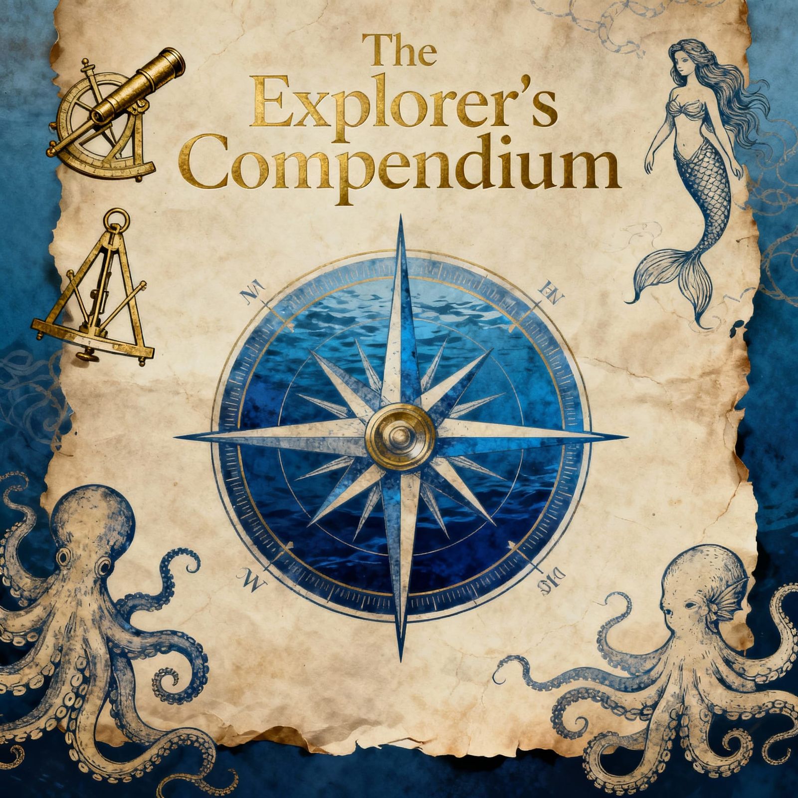 Explorer's Compendium Guidebook Cover with Nautical Art