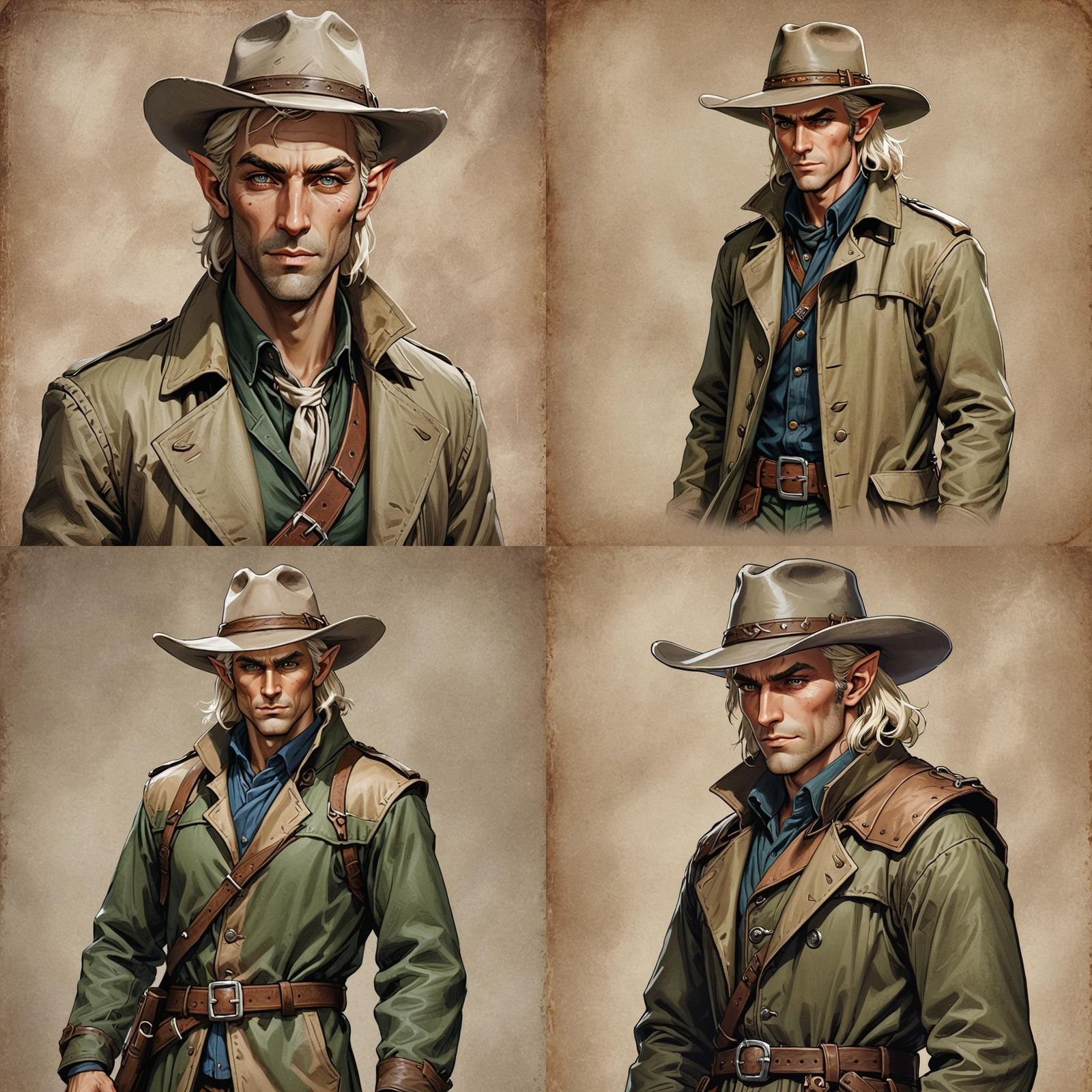 Wood Elf Outlaw with Revolver, Detailed Matte Painting