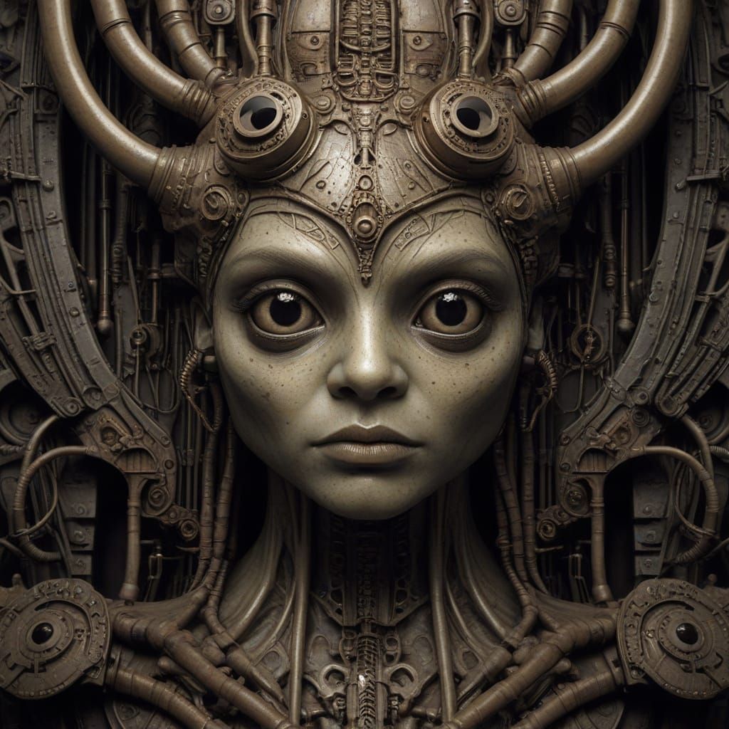 Surreal whimsical painting of a frog with elongated forms, e...