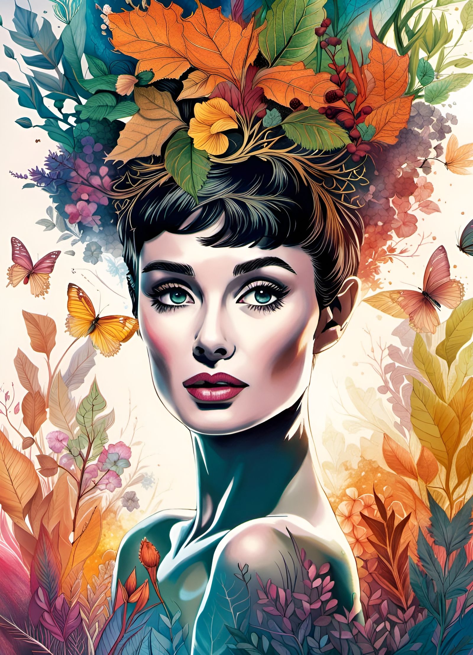 Audrey Hepburn as a Cosmic Dryad