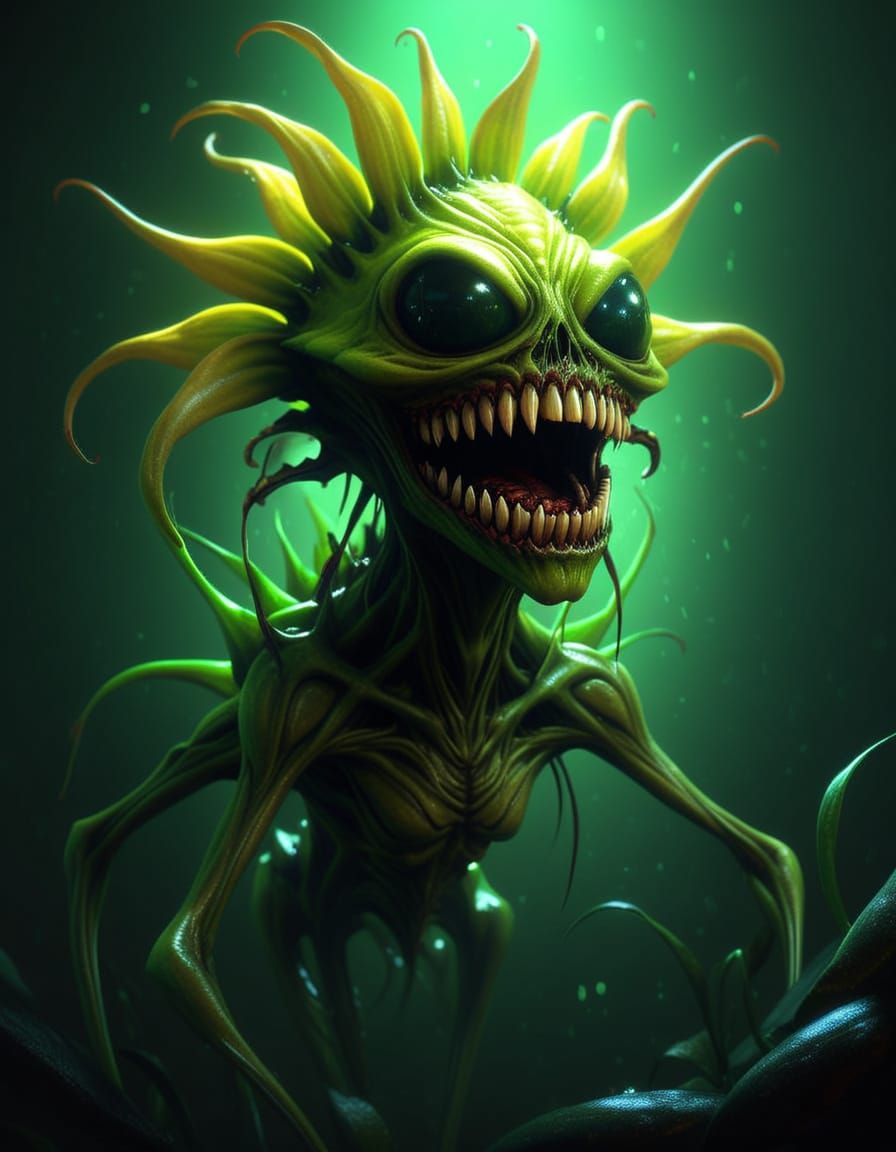 Alien Flower Creature in Hyper-Realistic Digital Art