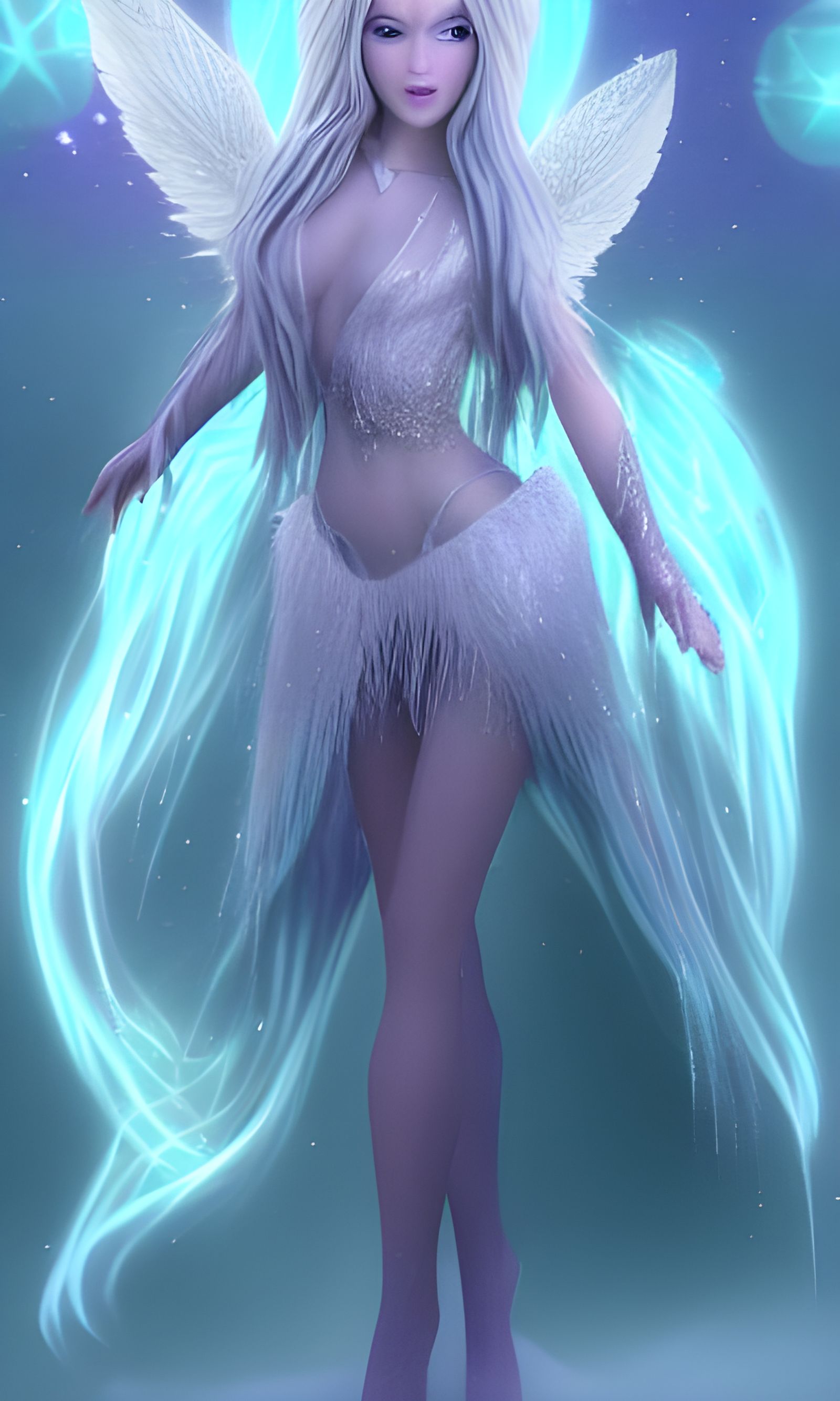 Icy Fantasy Goddess Digital Illustration