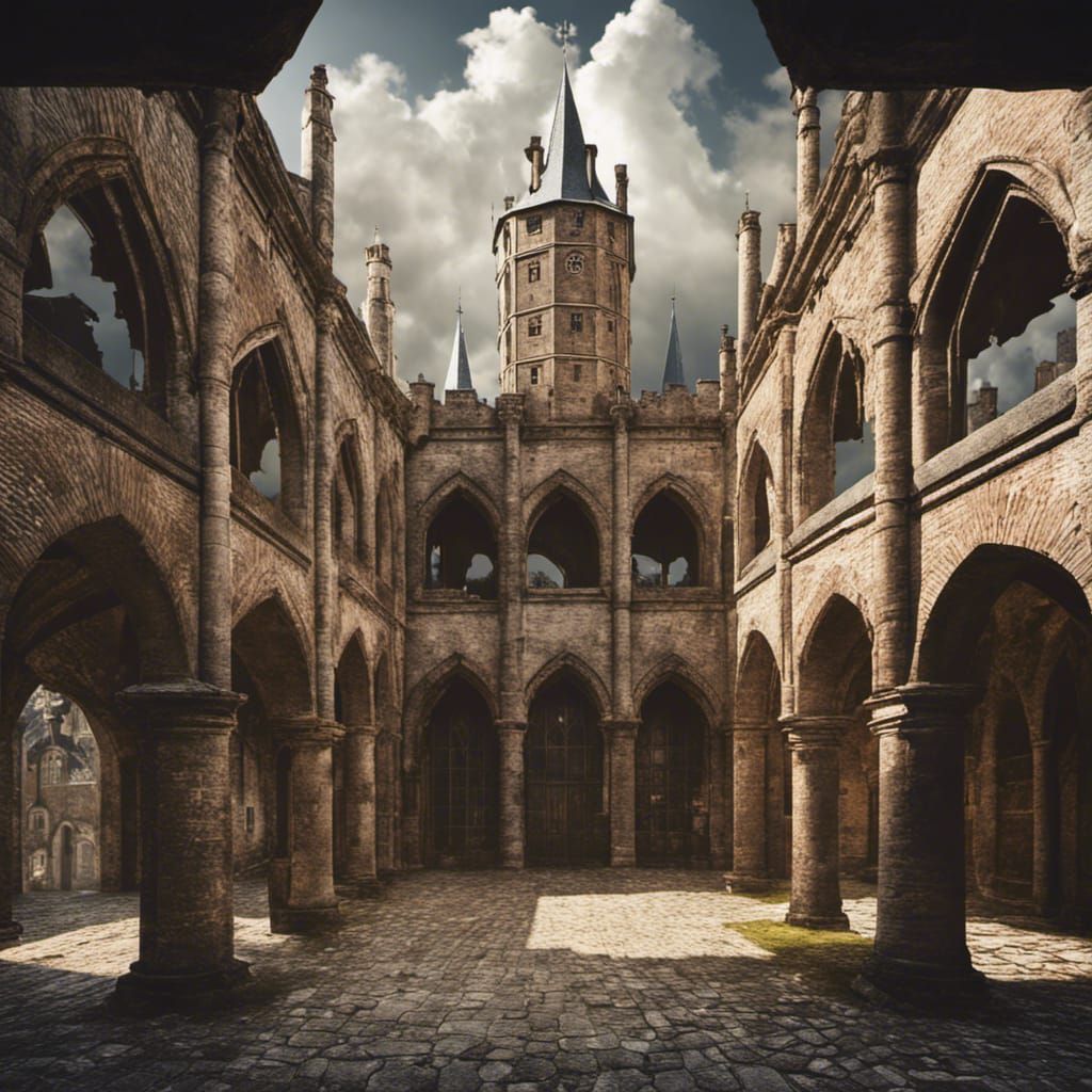 Medieval Utrecht Janshof on a Sunny Morning