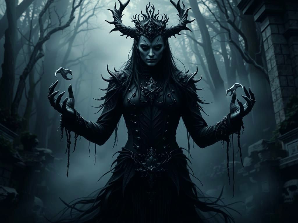 Dark, Sinister Witch in Mysterious Shadows