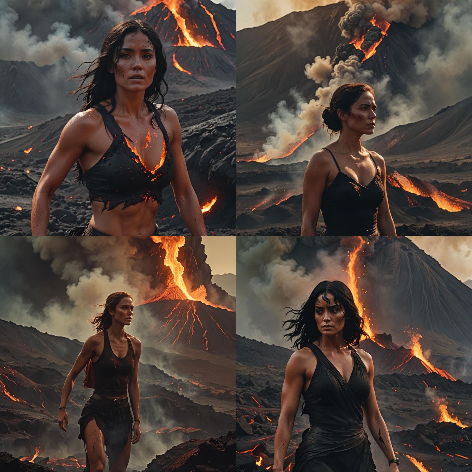 Volcanic Guardian: Woman at the Edge of Fire