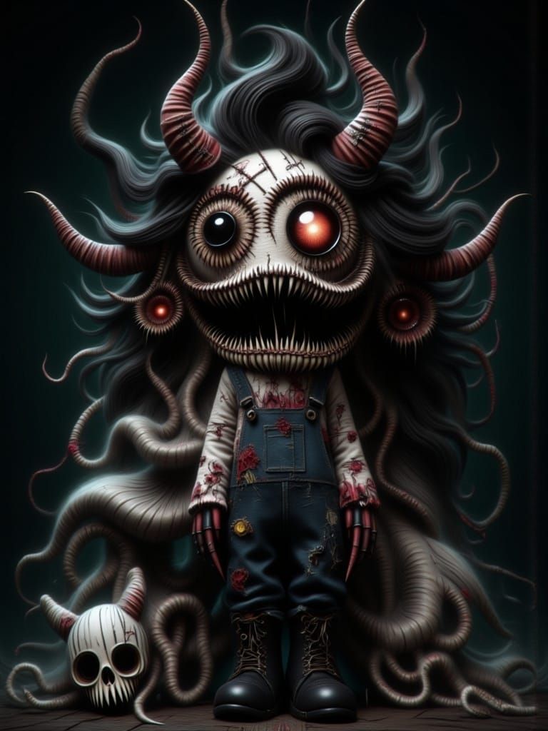 Creepy Cyberpunk Doll with Stitched Patches