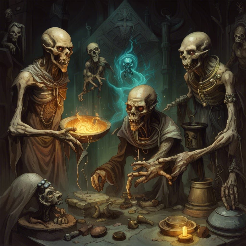 Ancient Sorcerer Summoning Grotesque Monsters