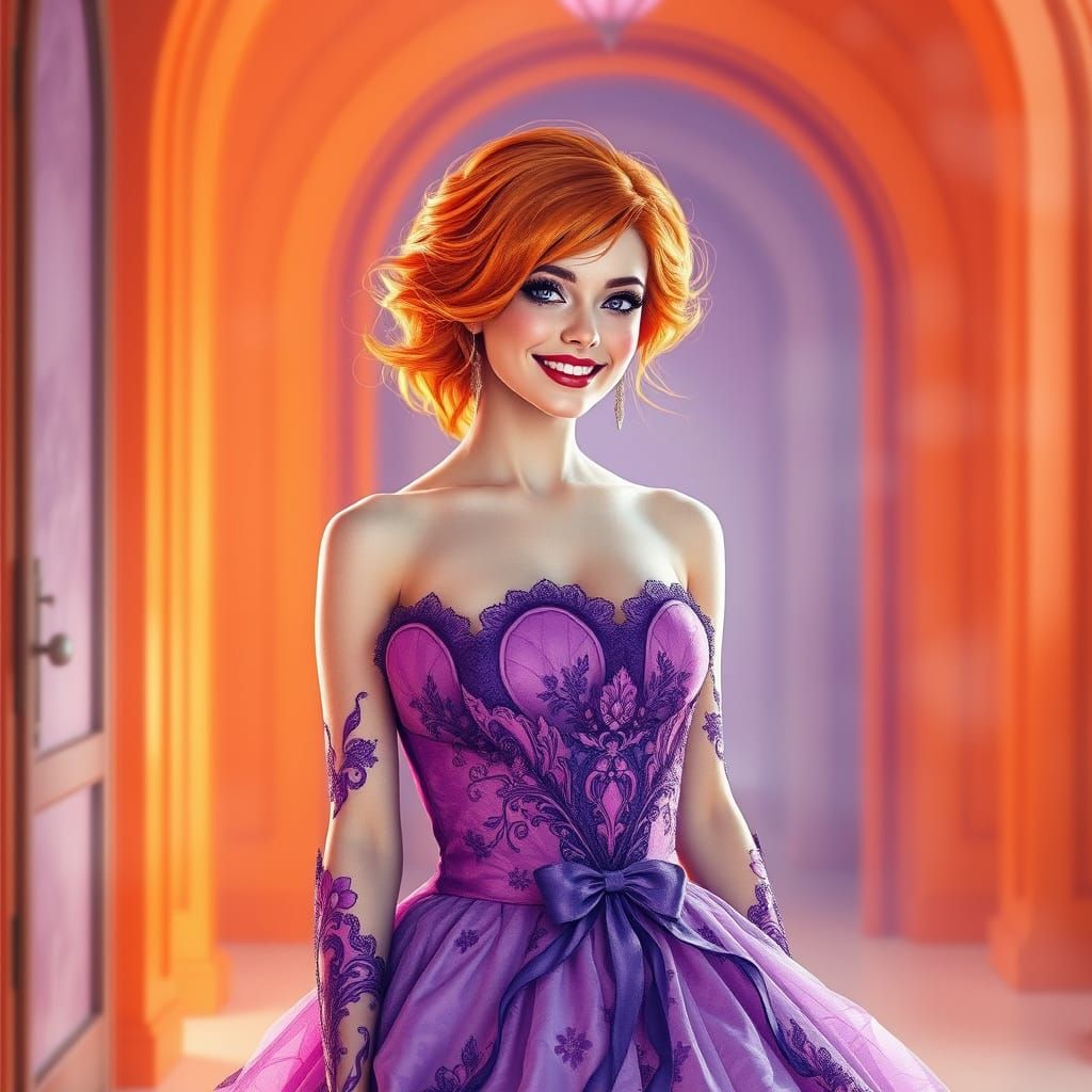 Ethereal Princess in Vibrant Purple Ballgown