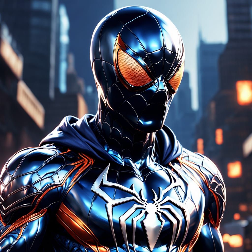 Spiderman Venom in Shimmering Metallic Chrome Armor