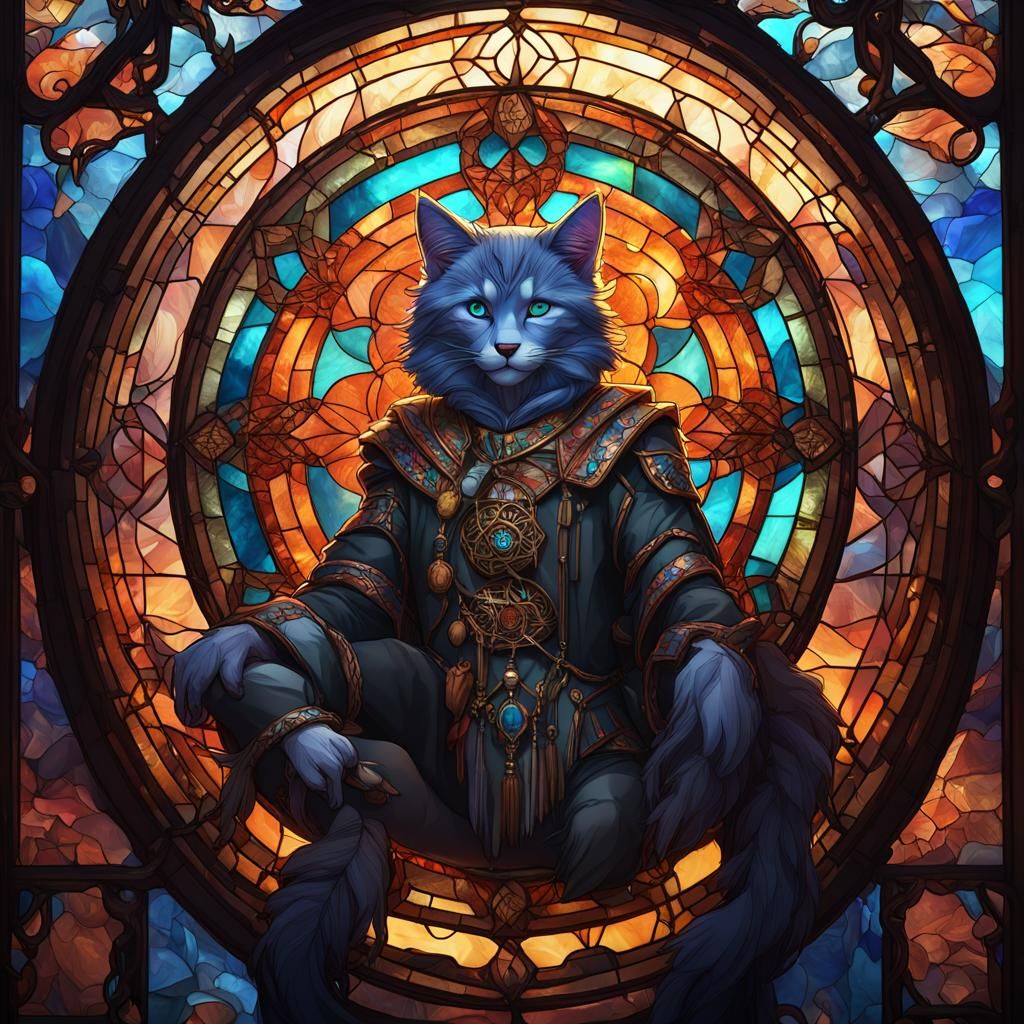 Stained Glass Dreamcatcher with Fox Prince in 3D