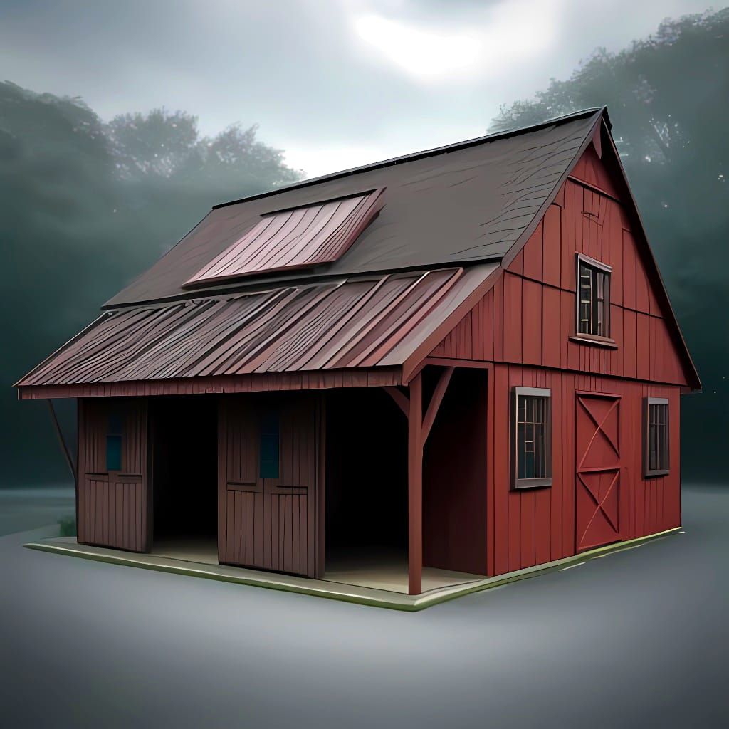 Sinister Shed Near Slaughterhouse in Papercraft Style
