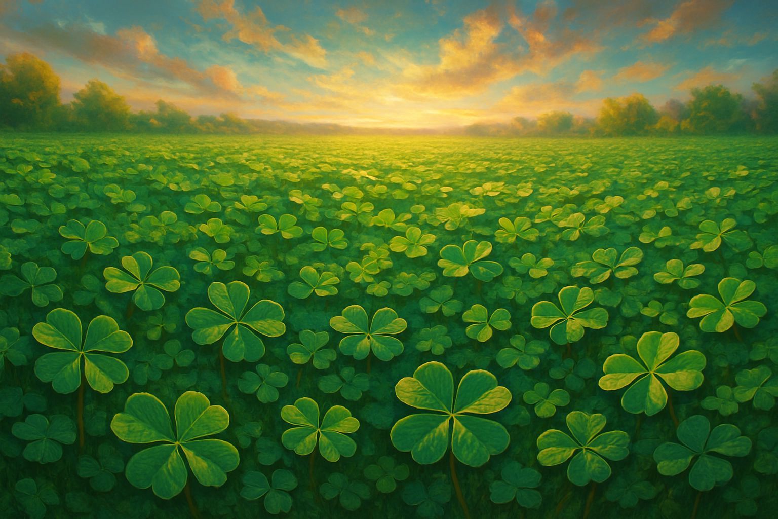 Vast Clover Field in Spring Panorama, Hyperrealistic Splash ...