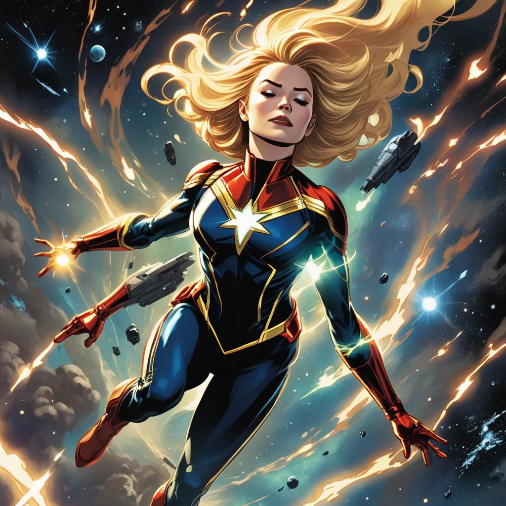 Carol Danvers in Electric Aura Comic Art