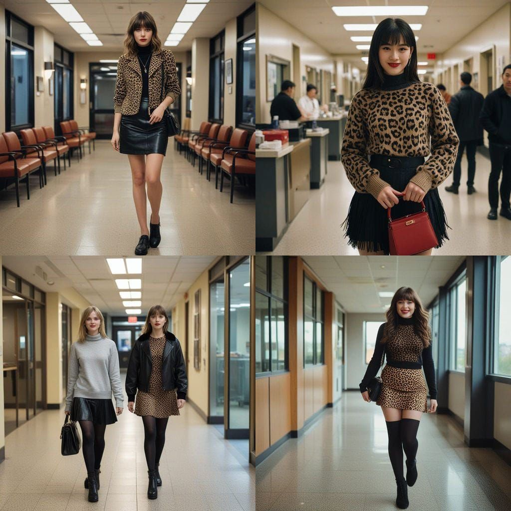 Chubby Teen Girls Strutting in Cinematic Style