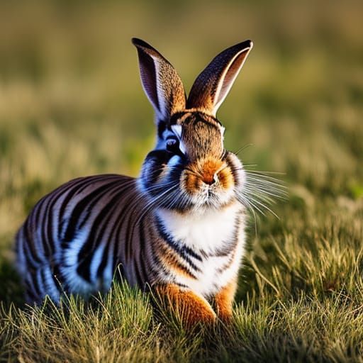 Striped Rabbit in Natural Landscape Photo