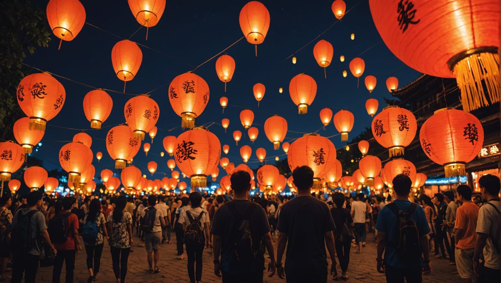 Thai Lantern Festival at Night Photography