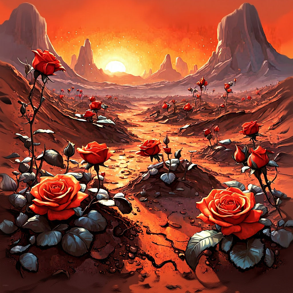 Roses on Mars as original flowers of the planet
