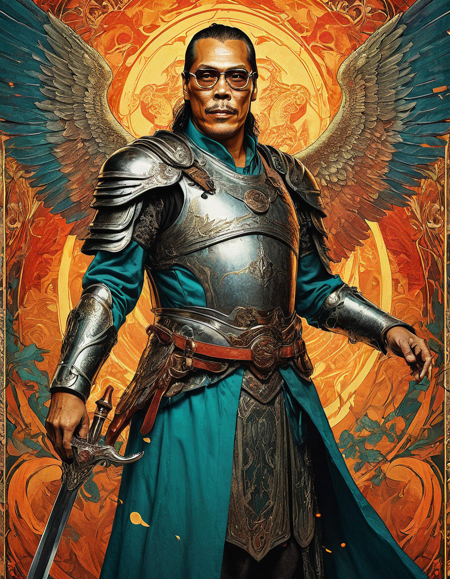 Archangel of Splendor in Vibrant Art Nouveau