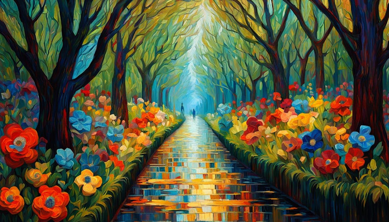 Dramatic Expressionist Painting with Colorful Textured Paint