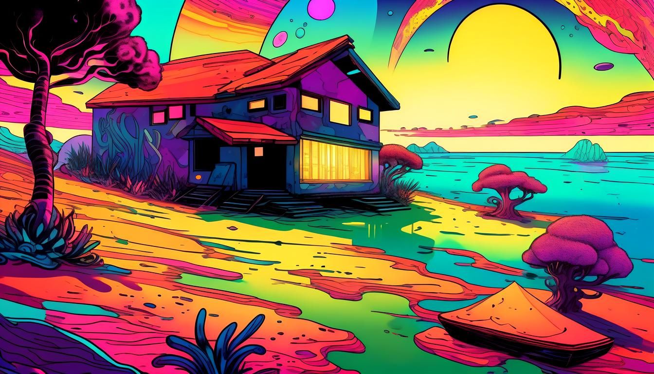 Glowing Tribal Undersea Chaos in Digital Art