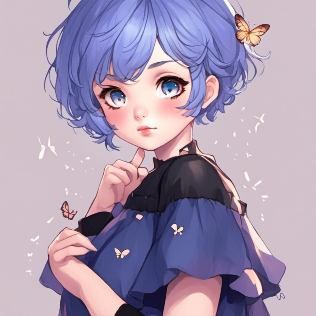 Cute Periwinkle Fairy Girl with Pixie Cut