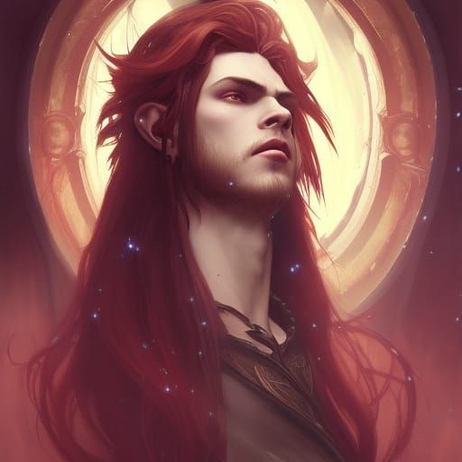 High Gothic Elven Prince Portrait in Hyperdetailed Style