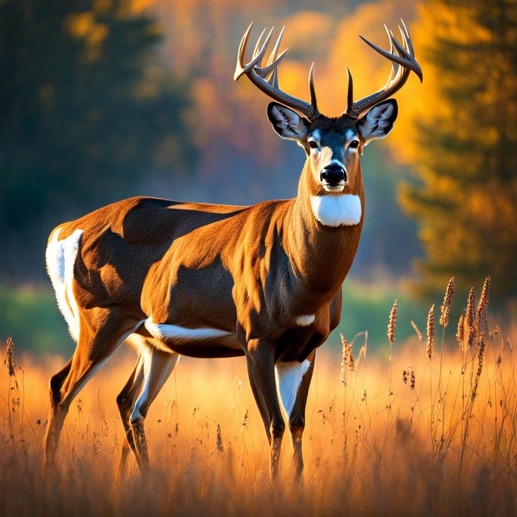 Buck in Morning Sun: Hyperrealistic Splash Art