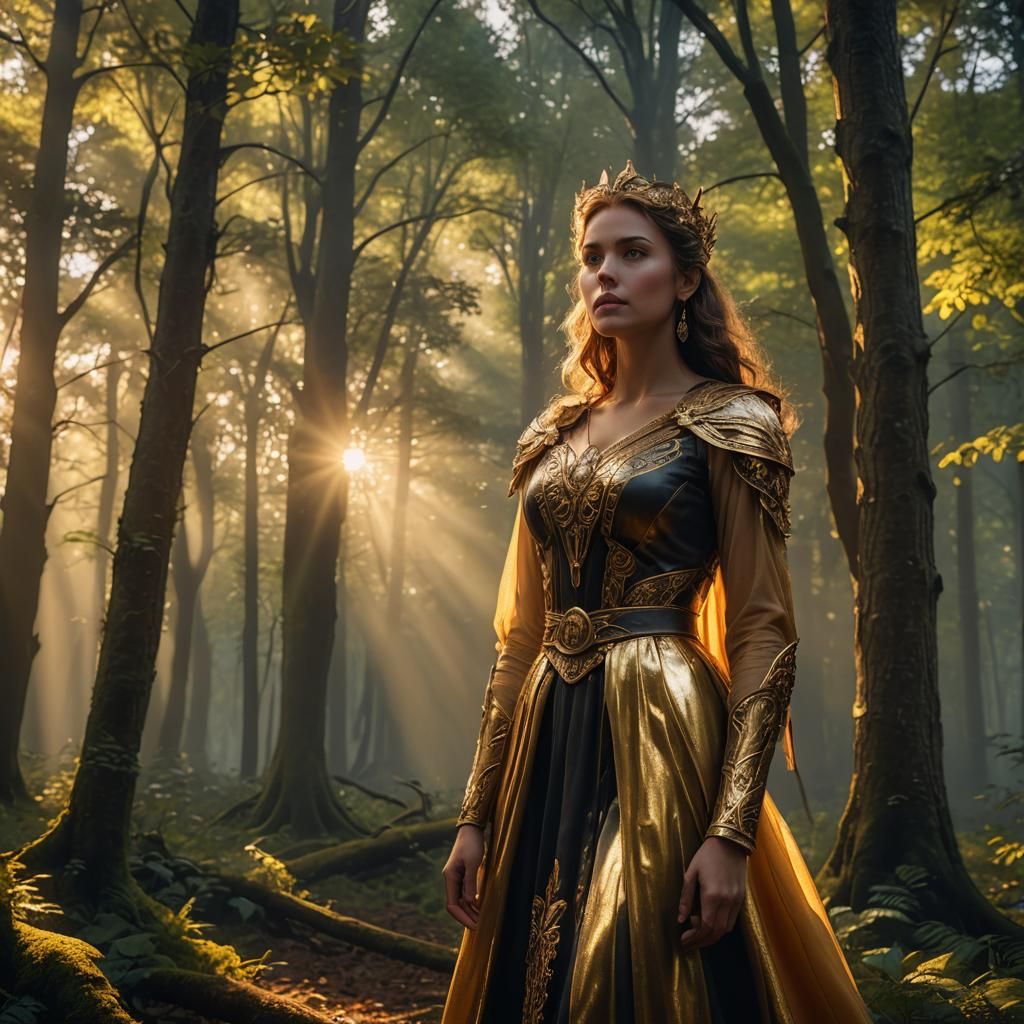 Woman in Golden Sunlight, Fantasy Concept Art