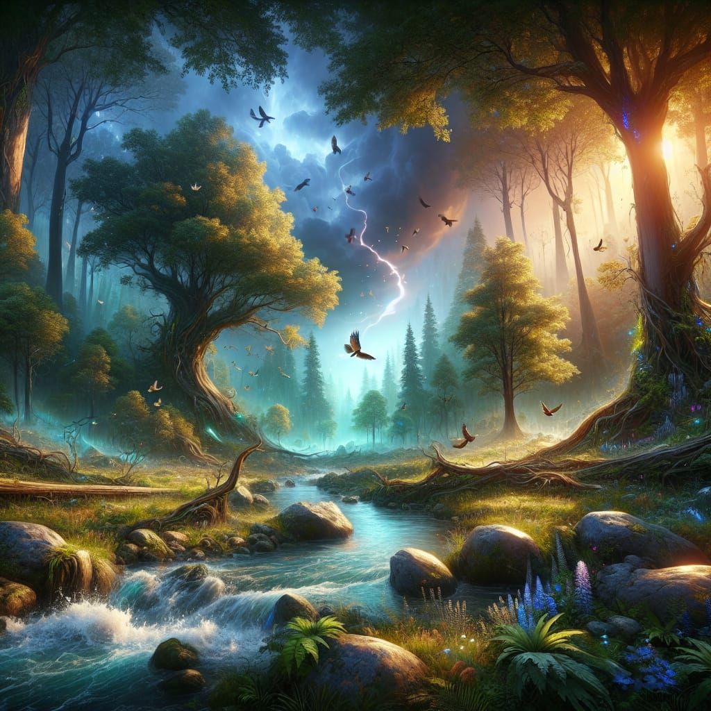 The wind "whooshed" through the trees