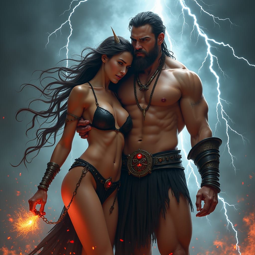 Fantasy Warlock with Demon Companion in Artgerm Style