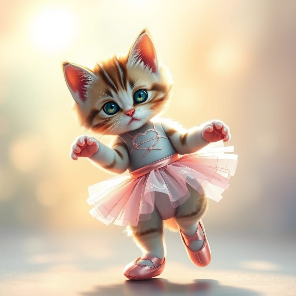 Kitten En Pointe in Delicate Ballerina Tutu