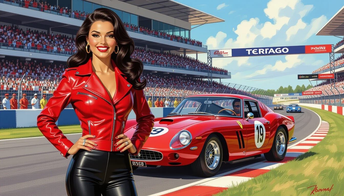 Glamorous Pinup Model with 1962 Ferrari 250GTO