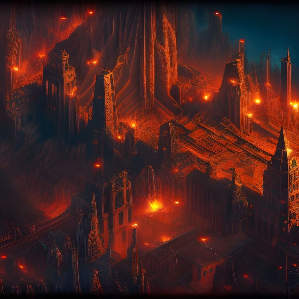 Detailed Demonic City Concept Art