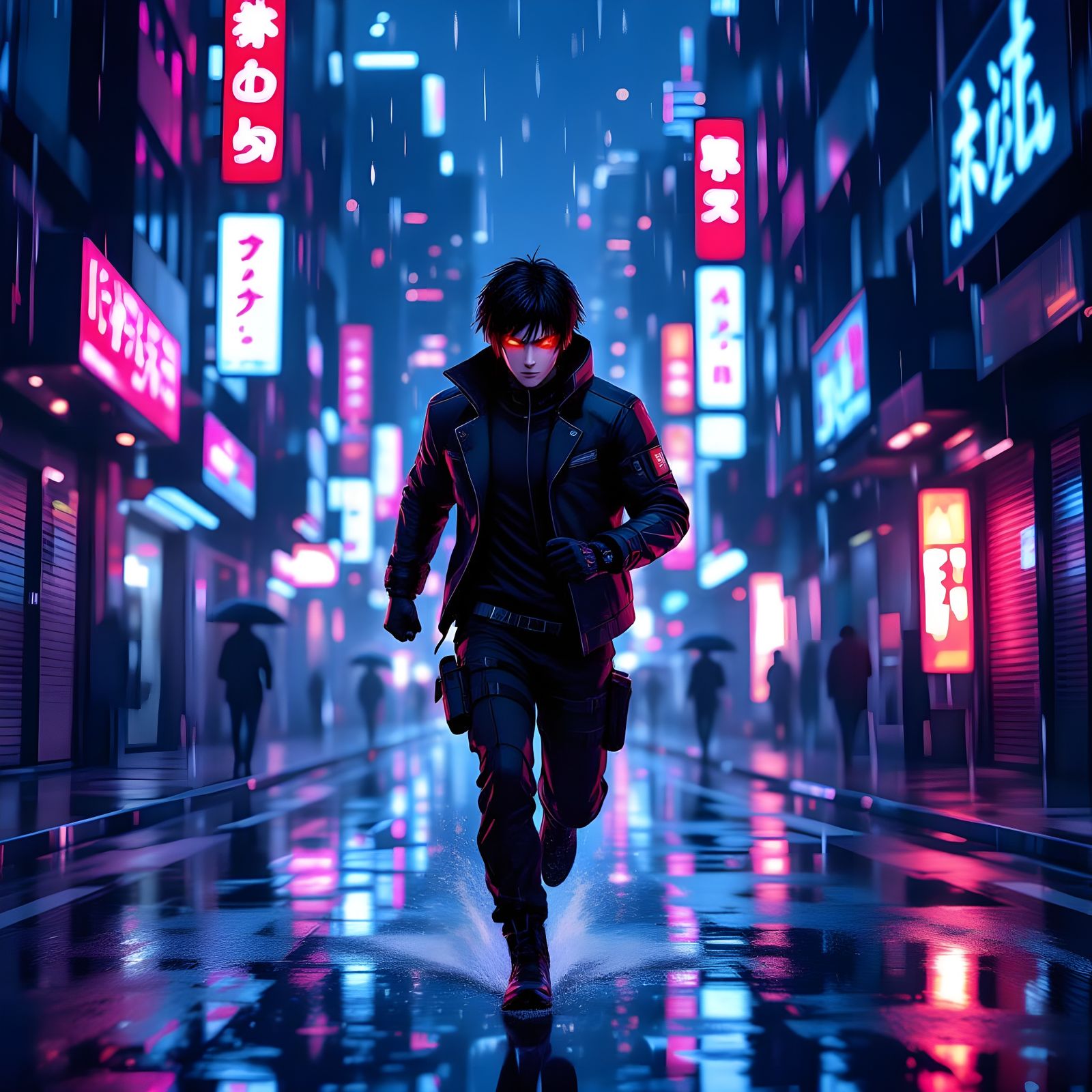 Cyberpunk Runner in Neon Backalleys